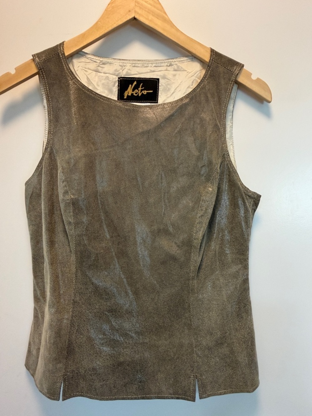 Veto Suede Sleeveless Tank Top in Olive